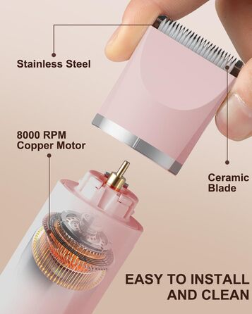 Електричний жіночий триммер для інтимної зони, рожевий. Бездротовий, водонепроникний для сухого та вологого гоління