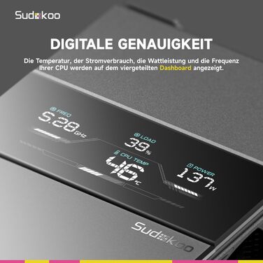 Система охолодження CPU Sudokoo SK700V AM5: Кулер для ПК з дисплеєм, 120мм вентилятор, 7 heatpipes, сумісний з AM5, безперешкодний доступ до RAM, 5 років гарантії, чорний