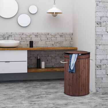 Relaxdays Laundry Basket Bamboo with Folding Lid