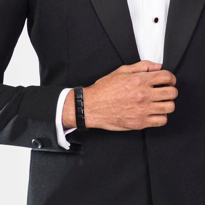 Чоловічий магнітний браслет RainSo чорний матовий з титанової сталі, зняття болю при артриті, для спортсменів та батьків