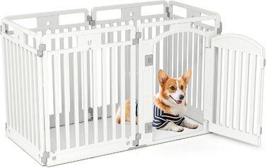 Льоток для цуценят COSTWAY з 6 панелей, білий, 80 см, для дому та вулиці