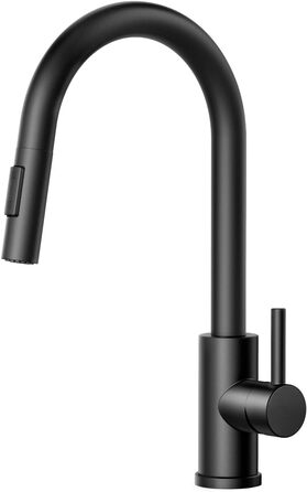 Кран кухонний FORIOUS чорний з висувною лійкою, поворотний на 360°, матовий, для кухні