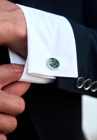 HISDERN Комплект краватка-метелик, кишеньковий хустинка та запонки з візерунком павлічків, з гачком, регульована, вже зав'язана, для вечірки, весілля, Різдва, Хелловіну, A1-Зелений