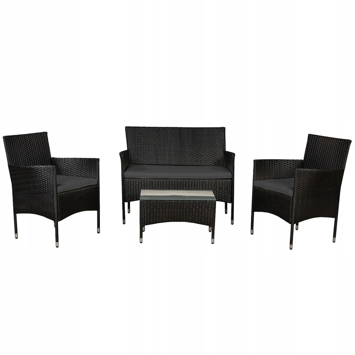 Комплект садових меблів із техноротанга Care Life, чорний, 4 предмети