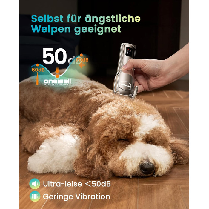 Професійна тиха машинка для стрижки собак Oneisall з довгим хутром та густою шерстю, знімні леза з нержавільної сталі, для собак, котів, коней, час роботи 4 години