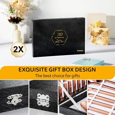 Ніжний набір столових приладів Velaze 24 шт. з нержавіючої сталі 18/10 для 6 осіб (ніж, виделка, ложка, чайна ложка) з подарунковою коробкою, придатний для миття в посудомийній машині