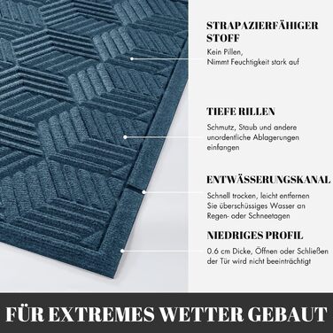 Килимок Yimobra для дому та вулиці: антиковзаючі, миючі, водостійкі (92 x 61 см, блакитний)