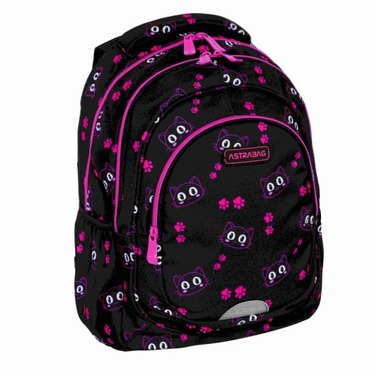 Багатовідсінний шкільний рюкзак AstraBag, 20 л (чорний, рожевий)