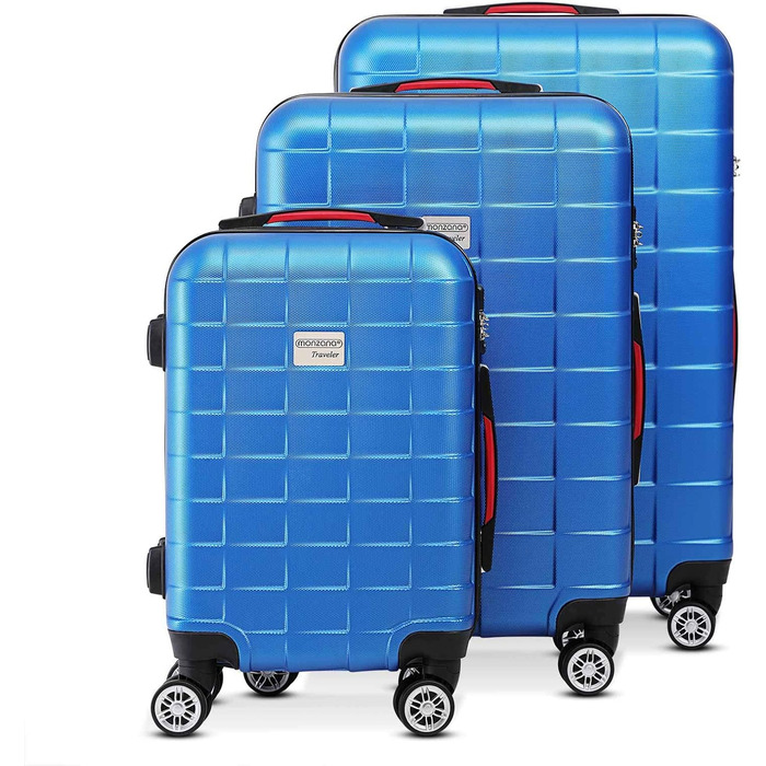 Набір валіз MONZANA® 3шт Exopack TSA, 3 шт. (M-L-XL), жорсткий корпус, блакитний