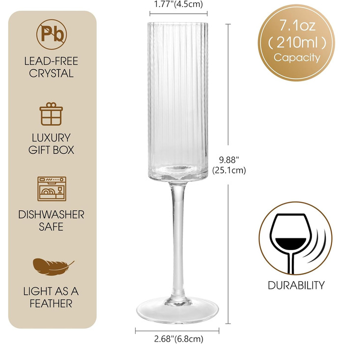 Набір елегантних келихів для шампанського Qulable - 2 шт.