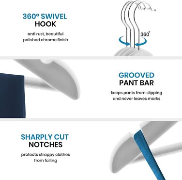 Плечики для одягу Evolluxi Lotus з масивного дерева, для сорочок та жакетів, 360° обертання, гладка поверхня (Retro, Білий, 24 шт.)