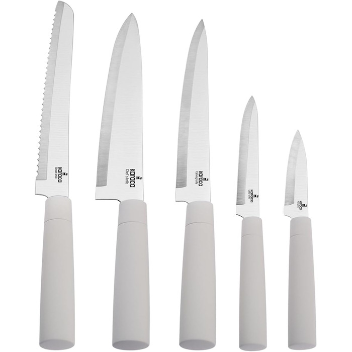 Набір ножів Karaca Gusto 12 шт. з дерев'яним обробним ящиком та кухонними аксесуарами. Ножі з нержавіючої сталі, ергономічні ручки, чорний (кремовий)