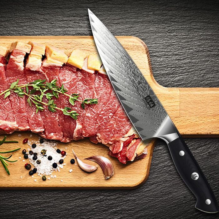 Ніж кухарський SHAN ZU з дамаської сталі AUS10, 67 шарів, професійний, японський, з ручкою G10, у подарунковій коробці