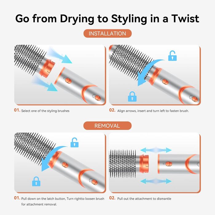 Air Styler Hair Stylers Airbrush 5-в-1: мультистайлер, фен-щітка, 800W, для об'єму, локонів, випрямлення та сушіння волосся (срібний)