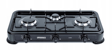 Портативна газова плитка Promis KG300C на 3 конфорки, чорна