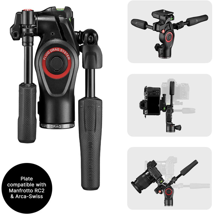 Штатив Manfrotto Befree Advanced 3-Way з тріножкою та fluid head з алюмінію для камер та відеокамер до 6 кг, ультракомпактний, аксесуари для фото та відео