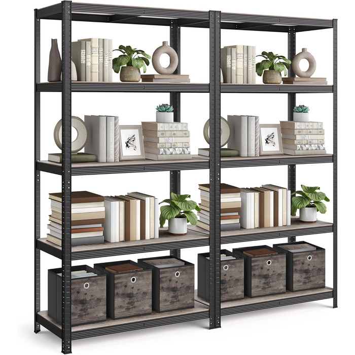 SONGMICS Industrial 5-Tier Shelf Unit - Greige & Black (50x100x200 cm)