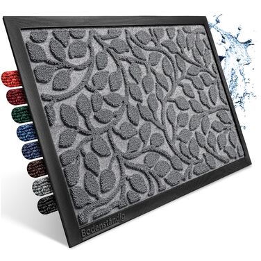 Килимок для дому та вулиці 40x60 см сірий - міцний, з рифленою поверхнею для чищення взуття