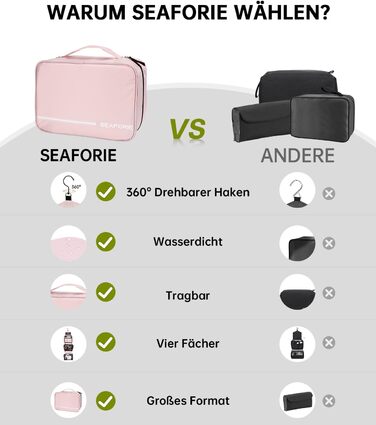 Сумка для туалетних аксесуарів на гачок, велика дорожня сумка-органайзер для жінок та чоловіків, 4-в-1 водонепроникна, для подорожей/кемпінгу, армійний зелений (рожевий)