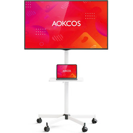 Підставка для телевізора AOKCOS на коліщатках, 32-65 дюймів, мобільна, до 40 кг, VESA 400x400 мм, біла