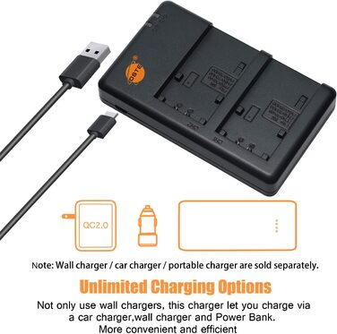 Подвійний зарядний пристрій DSTE NP-FH50 USB для Sony NP-FP50, NP-FH100, NP-FV50, NP-FV/FP/FH акумуляторів, Micro-USB