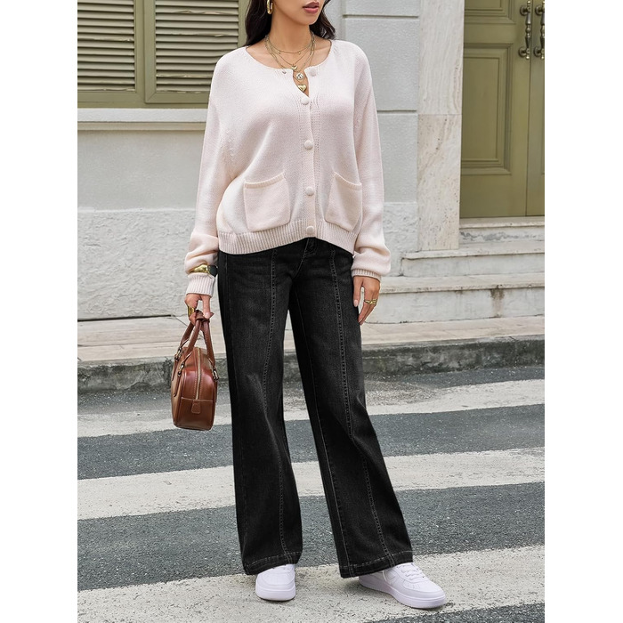 Джинси жіночі Cicy Bell Baggy висока талія, широкі штанини, чорні, розмір 44