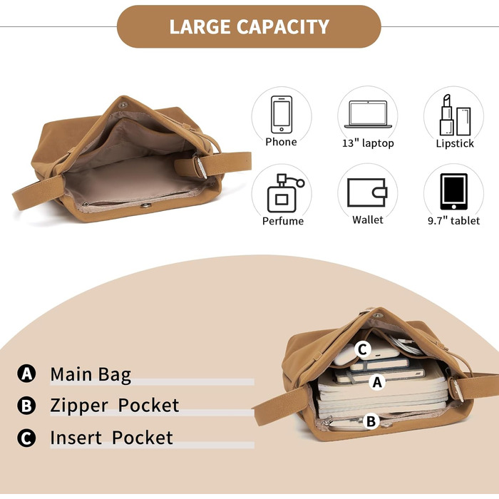 Сумка жіноча Miss Lulu велика шопер Tote Bag з м'якої PU шкіри, коричнева (2-4)