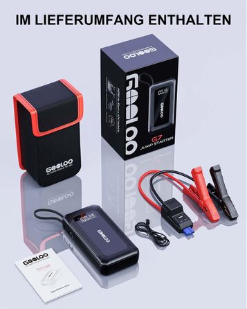 Powerbank для авто Gooloo G7 3000A: пусковий пристрій з USB-C, LED-ліхтарик, 12V (до 8.5L бензин/6L дизель)