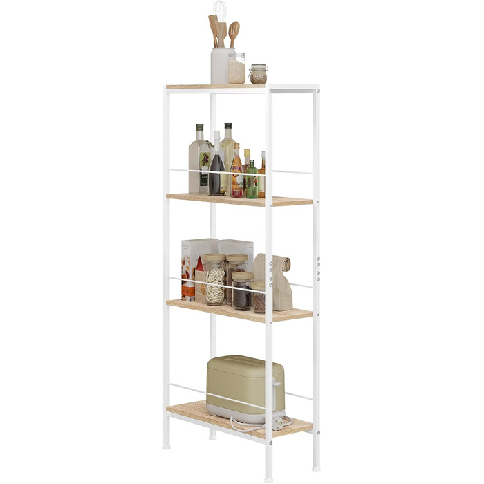 WOLTU 4-Tier Corner Shelf - White Oak & White Finish