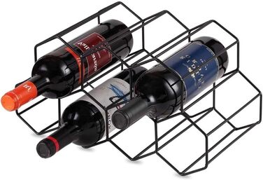 Metal Wine Rack, Freestanding Wine Bottle Holder, Table Wine Rack, Countertop Wine Bottle Holder, Wine Rack, for Bar, Wine Cellar, Living Room, Kitchen, Basement (Black)