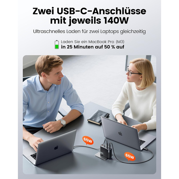 Зарядний пристрій USB-C toocki 140W GaN з 4 портами (USB-C + USB-A) PD3.1 для iPhone, MacBook, Samsung та інших пристроїв