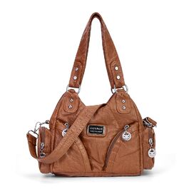 Сумка жіноча TIAASTAP Klein City Vintage коричнева шкіряна через плече Hobo Bag з багатьма відділеннями
