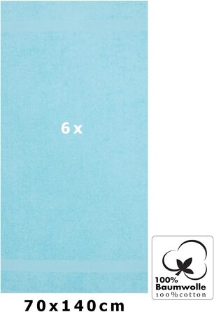 Betz 6-Piece Bath Towel Set - Shower Towel, Palermo, Size 70x140 cm, 100% Cotton, Turquoise