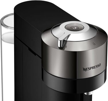 Кавомашина Nespresso Vertuo Next Krups XN910C: 6 розмірів чашок, автоматичне розпізнавання капсул, об'єм резервуару 1.1 л, 54% з переробленого пластику, темне хромоване покриття