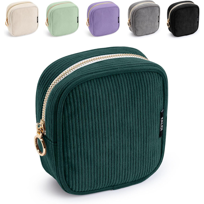 Косметичка для жінок KALIDI з корду, зручна для подорожей, з відділеннями, металева блискавка, темно-зелена