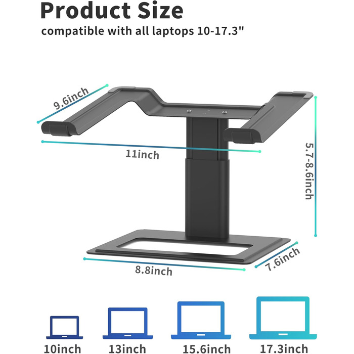 Підставка для ноутбука Soundance настільна, регульована, чорна, 10-17.3 дюймів