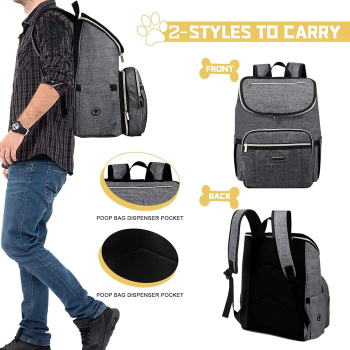 BAGLHER Рюкзак для собак, сірий колір