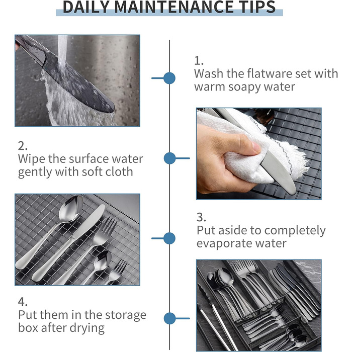 Набір столових приборів Velaze 24 шт. з нержавіючої сталі 18/10, набір столових приборів на 6 осіб (ложки, виделки, ножі, чайні ложки), полірований, з подарунковою коробкою, придатний для миття в посудомийній машині