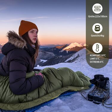 Сплячий мішок AGEM для дорослих: літо, зима, 3-4 сезони, кемпінг, рибалка, 225x100 см, 4-5 кг