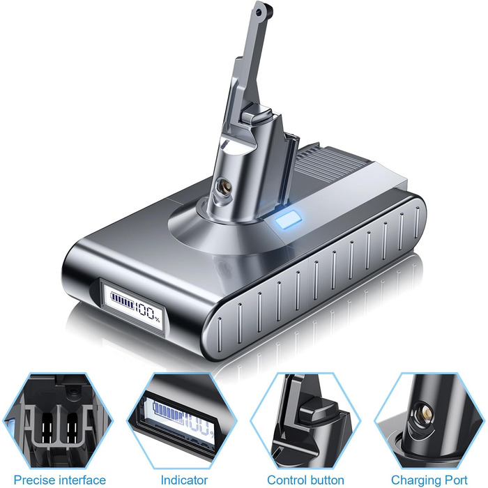 Запасний акумулятор Powtree для пилососів Dyson DC62, DC58, DC59, DC61, DC72, DC74, SV03, SV04, SV05, SV06, SV07, SV09 Animal Absolute (2 фільтри + кришка акумулятора + 2 гвинти)