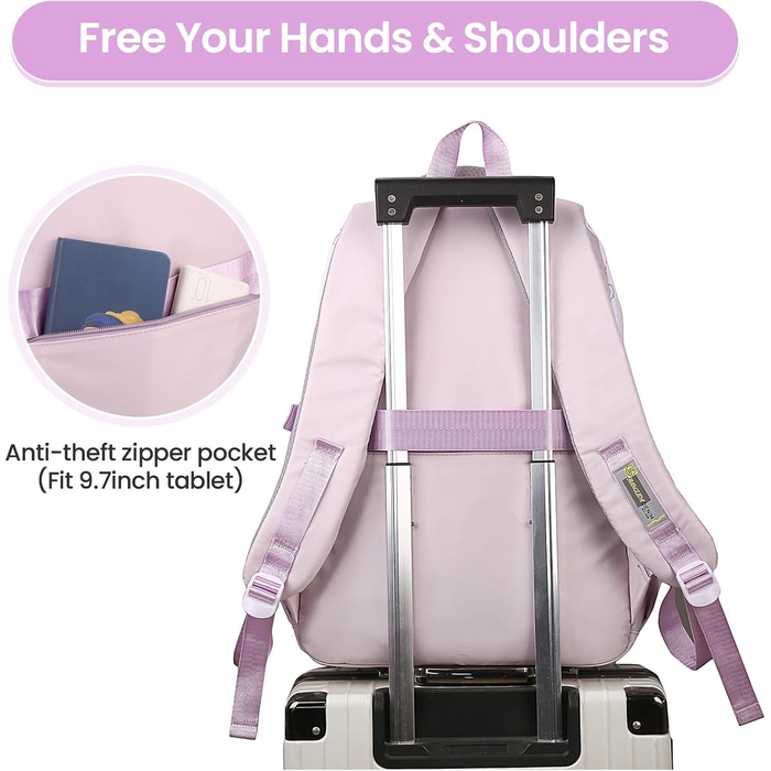 Дитячий рюкзак IvyH для дівчаток: водонепроникний, велика місткість, 2-6 клас, для школи, гімназії, університету, фіолетовий