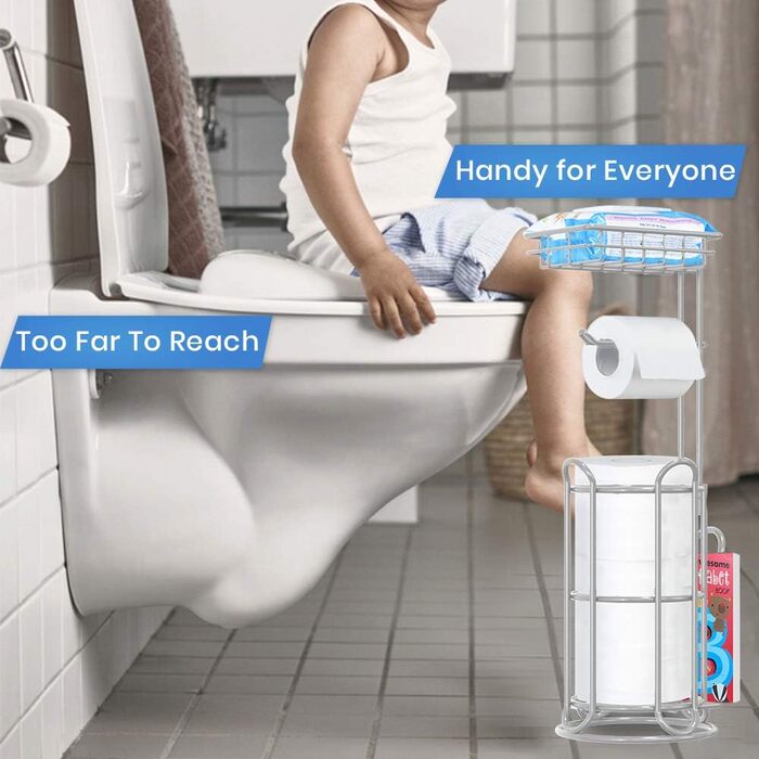 Тримач туалетного паперу TreeLen Mega Roll з нержавіючої сталі, тримач для серветок та журналів, хром (на 4 рулони)