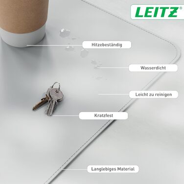 Килимок для миші Leitz Extra-Large, 100 x 40 см, сірий, антиковзаюча поверхня, для геймінгу та офісу