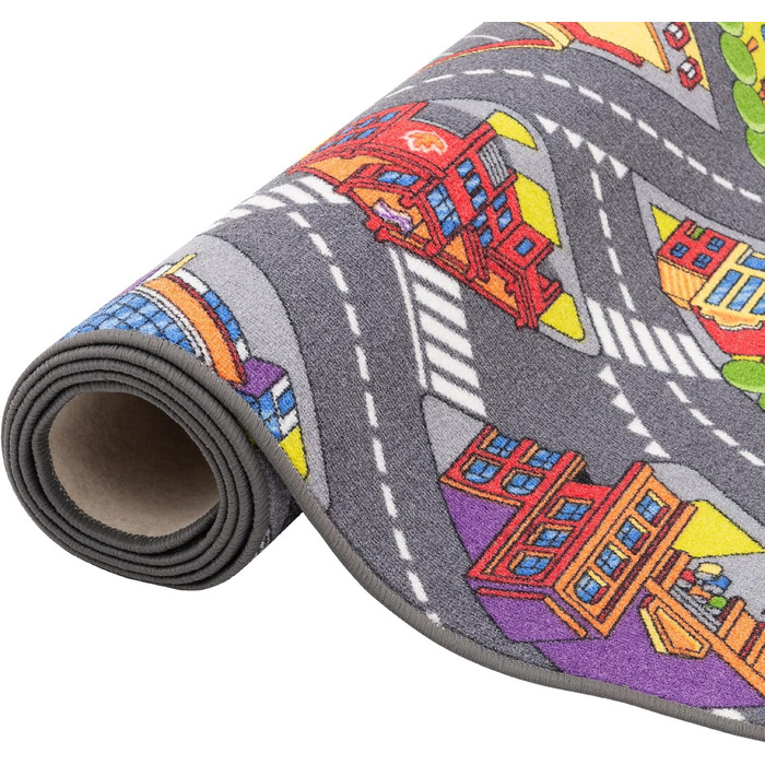 Дитячий килим Snapstyle для ігор, 3D місто, прямокутний 133x133 см, зносостійкий та простий у догляді для дитячої кімнати