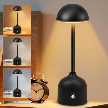 LED настільна лампа бездротова диммерна акумуляторна торшер Touch 3000k/4000k/5000k, 4500mAh, чорна, для дому, бару, готелю, вітальні, їдальні, USB, 1 шт.