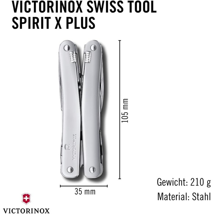 Мультитул Victorinox Swiss Tool Spirit X Plus: 35 функцій, швейцарський, з фіксатором леза, у нейлоновому чохлі