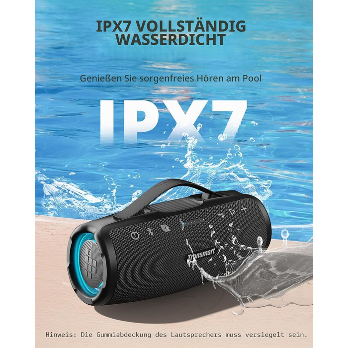 Tronsmart Mirtune S100: Bluetooth колонка водонепроникна IPX7, 20 год, для пляжу та вечірок (Чорна)