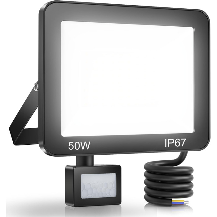 LED Floodlights with Motion Sensor Outdoor 50W 2 Pack, 5000LM LED Floodlights with Motion Sensor Outdoor, 6500K Outdoor Lamp Floodlight, IP67 Waterproof Spotlight Outdoor for Warehouse Garden Garage (50W-1PC)