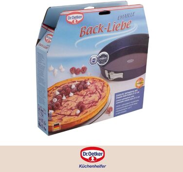 Dr. Oetker Springform Ø 32 cm Back-Liebe Enamel with Removable Bottom – Round Baking Pan with Cut- & Scratch-Resistant Enamel Base – 32 cm Cake Baking Pan with Conical Edge for Cakes, Quiches or Tarts