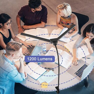 LED настільна лампа EppieBasic 24W з диммуванням, 80 см, кріпленням, захистом очей, регульованим шийним механізмом, таймером, чорного кольору